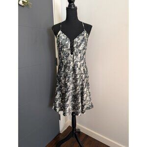 Vintage 90's Mystique Intimates Black & White Snake Print Slip Dress‎ - Size L